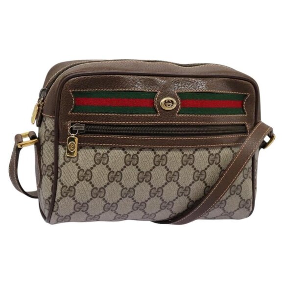 GUCCI GG Supreme Web Sherry Line Shoulder Bag PVC Beige - Picture 1 of 16